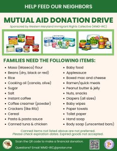 Western MD IRC food drive flyer